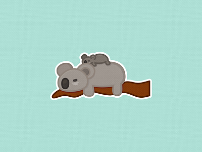 more animal stickers! animals cute design elephant flat icon illustration koala koalas salamander sleep smile sticker vector