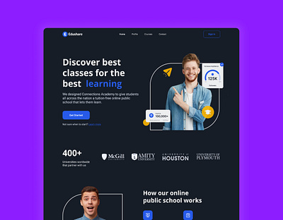 E-Learning lending page Header Presentation (dummy) design e learning figma lending page lendingpage ui ui design uiux web design xd