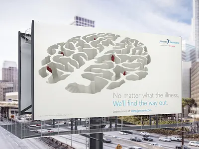 Brand visual for Janssen Neuroscience advertising billboard branding clean corporate creative direction graphic design hero visual indoors janssen janssen neuroscience neuroscience ooh pharma pharma advertising print signage ui vinyl wall