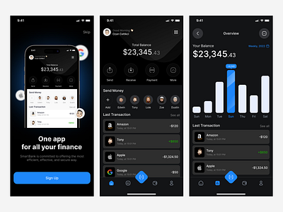 Banking Mobile App Dark Mode app design typography ui ux