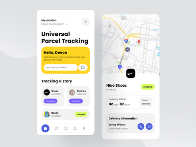 Parcel Delivery App Design appdesign cargo courier delivery service freight location logistic mobile mobile app modern ui package product design shipment shipping track track order tracking transport uidesign uxdesign