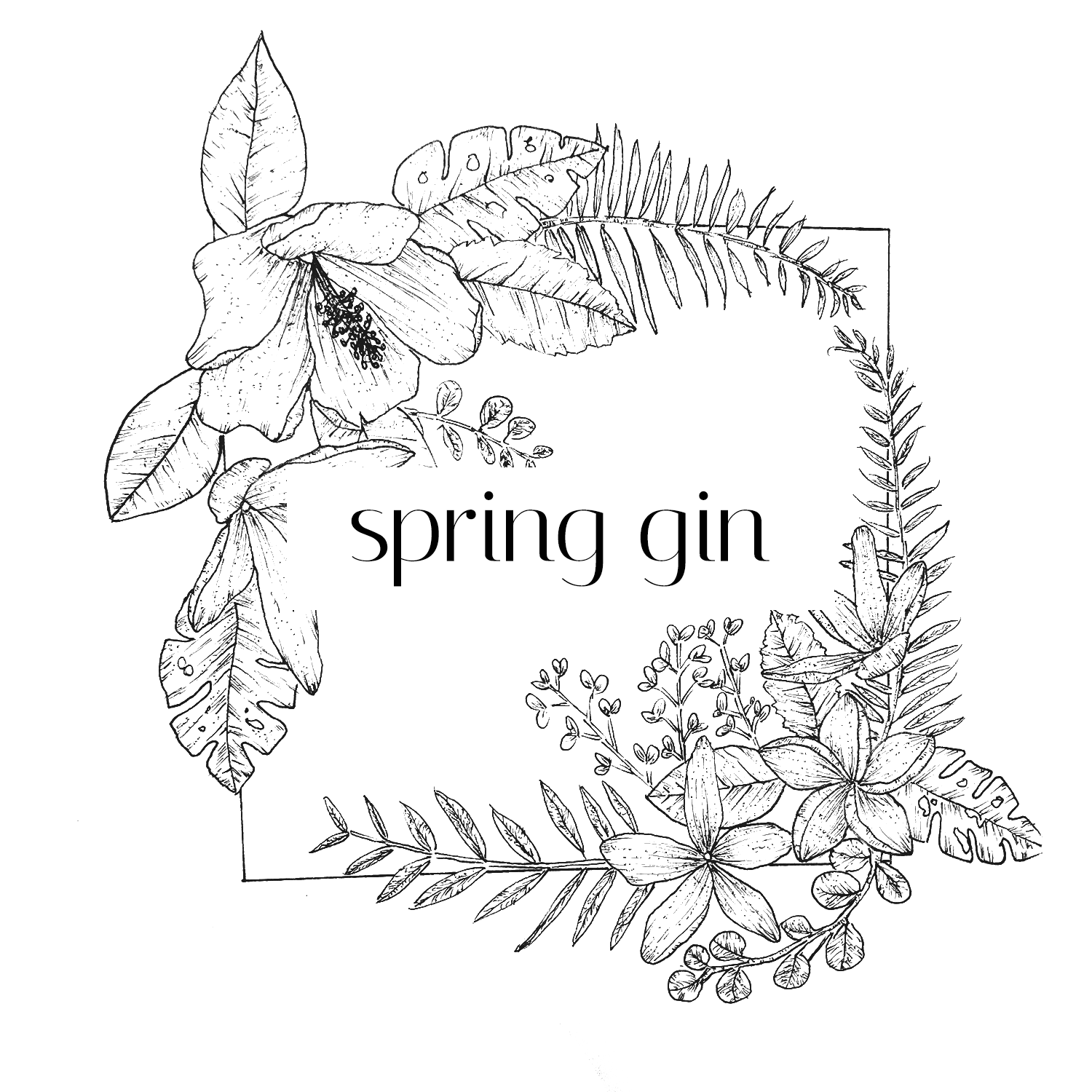 New Spring White Label Gin branding design dribbble featured floral graphic design illustration ink inked spring