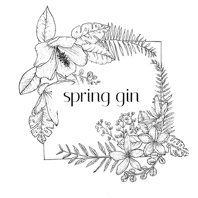 New Spring White Label Gin branding design dribbble featured floral graphic design illustration ink inked spring