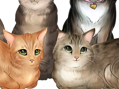 Commission - OhMySophii Fur-Babies cat commission cute dog fur fur baby illustration kawaii kleekai pet tabby cat