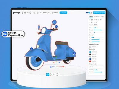 3D Customisation artboard || Pixcap || Desgin explanation 3d 3d art 3d artboard 3d customisation artboard 3d customisation tools bike case study concept design explanation illustration minimal pixmap saas theme website