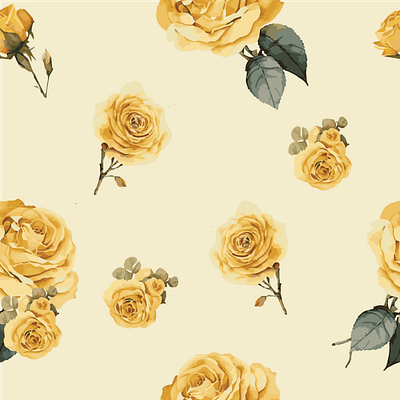 Seamless Pattern: Vintage Roses, Soft Yellow floral roses seamless pattern surface pattern design vintage watercolour yellow