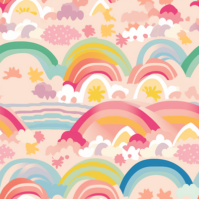 Lulu & Co: Seamless pattern, soft rainbow design illustration pastel rainbow seamless pattern soft colours surface pattern design