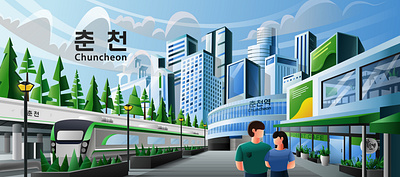 Chuncheon, there place 2d 3d adobe artwork artworks design graphic design graphics illust illustration photoshop 아트워크 일러스트 일러스트레이터 포토샵