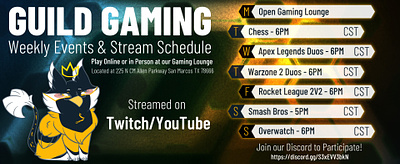 Guild Gaming Stream Schedule assets branding graphic design guild gaming illustration marketing marketing assets schedule stream stream schedule twitch youtube