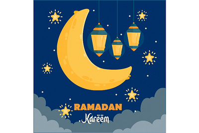 Hand Drawn Ramadan Background Illustration background greeting illustration islam kareem moon mubarak muslim ramadan vector