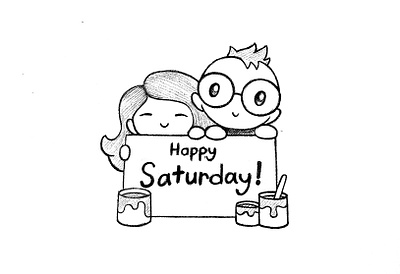 Day 052-365 Happy Saturday! 365project cute friends illustration ink saturday
