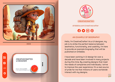 BIOGRAPHY BLOG STYLE - UI DESIGN biography blog cute light colors melon color orange ui design