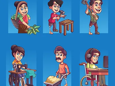 Disable worker character design graphic design ill illustration