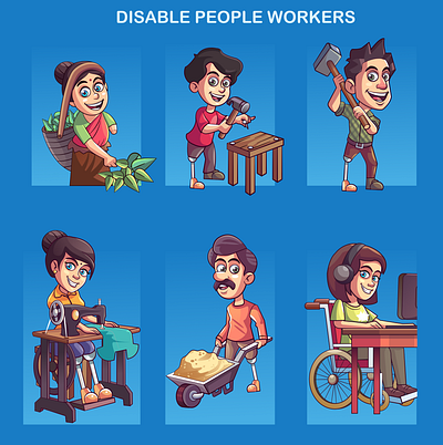 Disable worker character design graphic design ill illustration