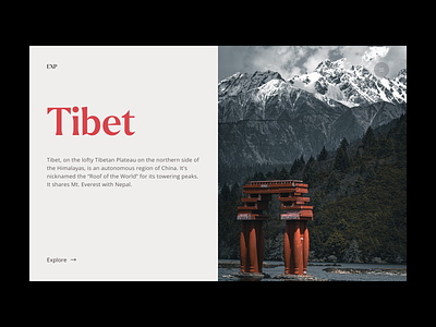 Travel explore clean design explored fold grid header minimal tibet travel travel asia typography ui ux web