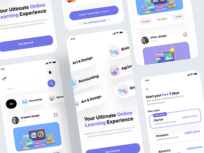 Online Course App app ios course course app e learning exploration learning app learning platform mobile mobile app modern design online class online course app online courses online education app online learning app online school school ui ux web design