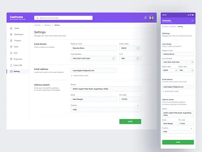 Cashwise | Payment Setting dashboard minimal design desktop ui minimal ui mobile ui payment setting ui uiux