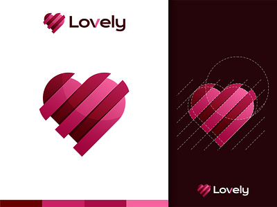 Heart branding design gradient graphic design heart logo love minimalist modern pink romantic simple valentine
