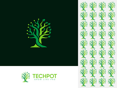 TECHPOT logo design branding creative custom logo design flat graphic design icon illustration logo logo design minimal modern logo natural organic tech trendy vector