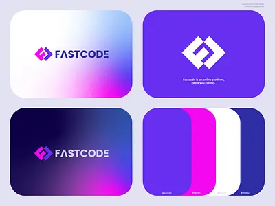 (F LETTER, CODE SYMBOL) FAST CODE TECH LOGO AND BRANDING abstract logo ai logo app icon branding branding identity code logo colorfulogo f letter logo flat logo freedom gradient logo gradient logo initial letter logo logo logo awesome logo design logotype new logo tech logo visual identity website logo