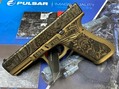 Glock17 design.God bless America. bless design design for firearms design for laser engraving firearms glock god gun illustration liberty stars and stripes vector vintage