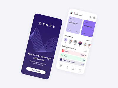 Cense Money app bank design finance fintech mobile product ui ux