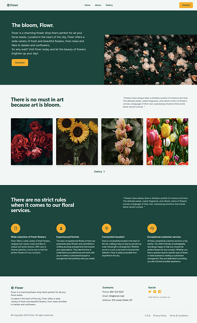 Flower Shop Website - 'Flowr' app branding design flower flower shop landing page react tailwind ui website