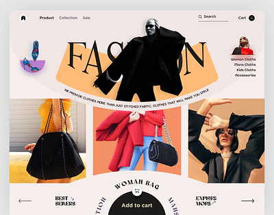 Fashion E-commerce Website Design: Landing Page/Home Page UI apparel beauty style store shop brand clothing cloths collection ecommerce fashion fashion blog makeup beauty landing page lookbook modern online shop product shop shopping store shop user interface web design