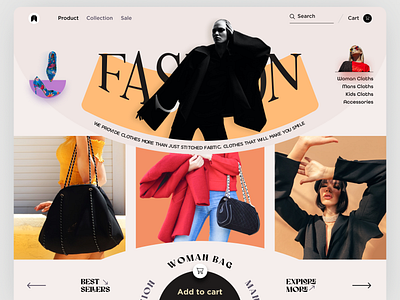 Fashion E-commerce Website Design: Landing Page/Home Page UI apparel beauty style store shop brand clothing cloths collection ecommerce fashion fashion blog makeup beauty landing page lookbook modern online shop product shop shopping store shop user interface web design