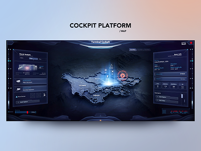 Cockpit Platform x FUI 3d blender dark mode data data visualization digital fui hud map technology ui uiux ux web website