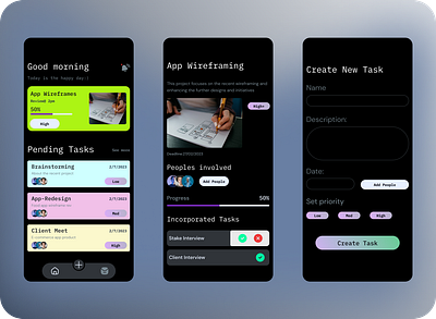 Task Management app, Mobile UX design branding clean and minimal design gradients management app ui user friendly ux visual design