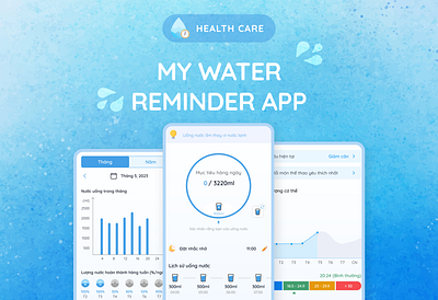 My Water Reminder - Ứng dụng nhắc nhở uống nước design mobile design ui uiux