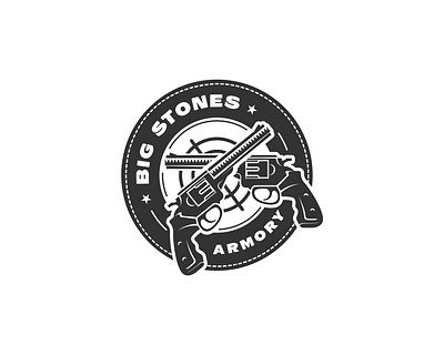 BIG STONES ARMORY badge logo branding business logo custom logo design graphic design gun shop logo logo logo design vintage logo