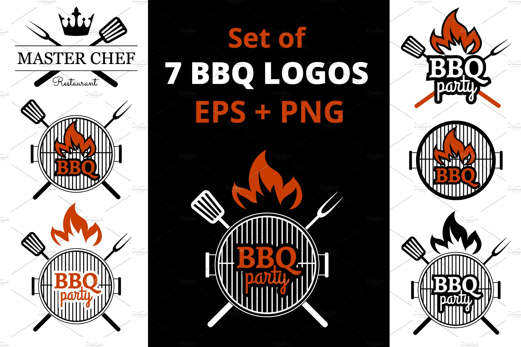 BBQ Grill Party Logos (EPS, PNG) by Sveta Aho on Dribbble