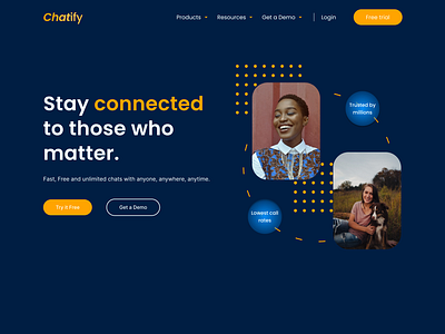 Landing page design- Chatify app design dailyui design landingpage ui ux web web design