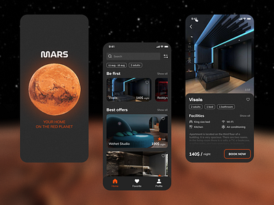 Space tourism app / Home on Mars design ui ux