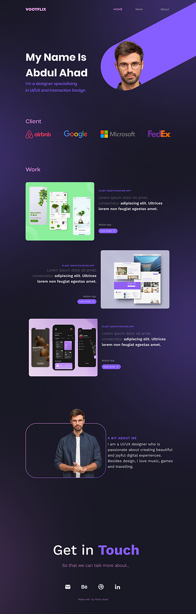 Portfolio website by me coustom design portfolio website ui ux wireframe