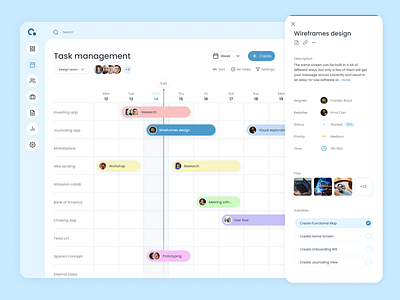 Task management dashboard admin dashboard design desktop gantt interface layout managenent navigation prodictivity sidebar task tasks team ux