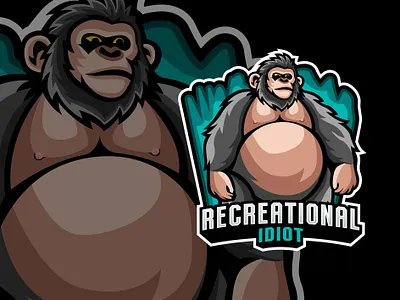 Fat Monkey Mascot Logo Design branding design fat monkey fat monkey mascot gaming fat monkey graphic design illustration illustrator logo logo 3d logo design mascot monkey logo monkey fat ui vector