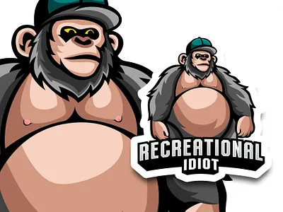Fat Monkey Mascot Logo Design branding design fat monkey fat monkey logo fat monkey mascot graphic design illustration illustrator logo logo 3d logo design mascot monkey monkey ui vector