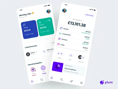 Plum App app design awsmd banking branding design e wallet finance fintech funds invisionapp money payment savings transactions transfer ui ui ux designer uidesign