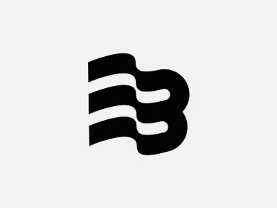 B-Flag Monogram alphabet b black bold branding flag flow icon letter lettering line logo mark monogram solid stretch stripes typography vector waving