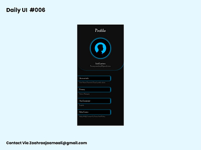 Daily Ui #006 (Dark Theme) app branding dailyui dailyui6 dark darktheme design graphic design illustration minimal neon profile profilesetting typography ui ux