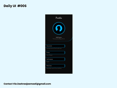 Daily Ui #006 (Dark Theme) app branding dailyui dailyui6 dark darktheme design graphic design illustration minimal neon profile profilesetting typography ui ux