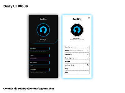 Daily Ui #006 app branding dailyui dailyui6 dark design graphic design illustration light neon profile profile setting typography ui ux
