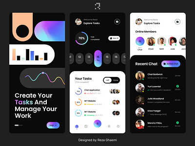 Task Management Application app app design application design manage mobile mobile design reza ghaemi tasks ui ux