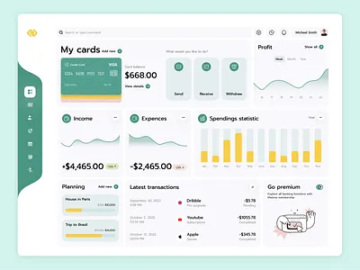 Finance Dashboard UI Concept application banking banking dashboard card cashflow dashboard ui design expends finance finance ui financial dashboard fintech illustration money startup ui ux web design webapp