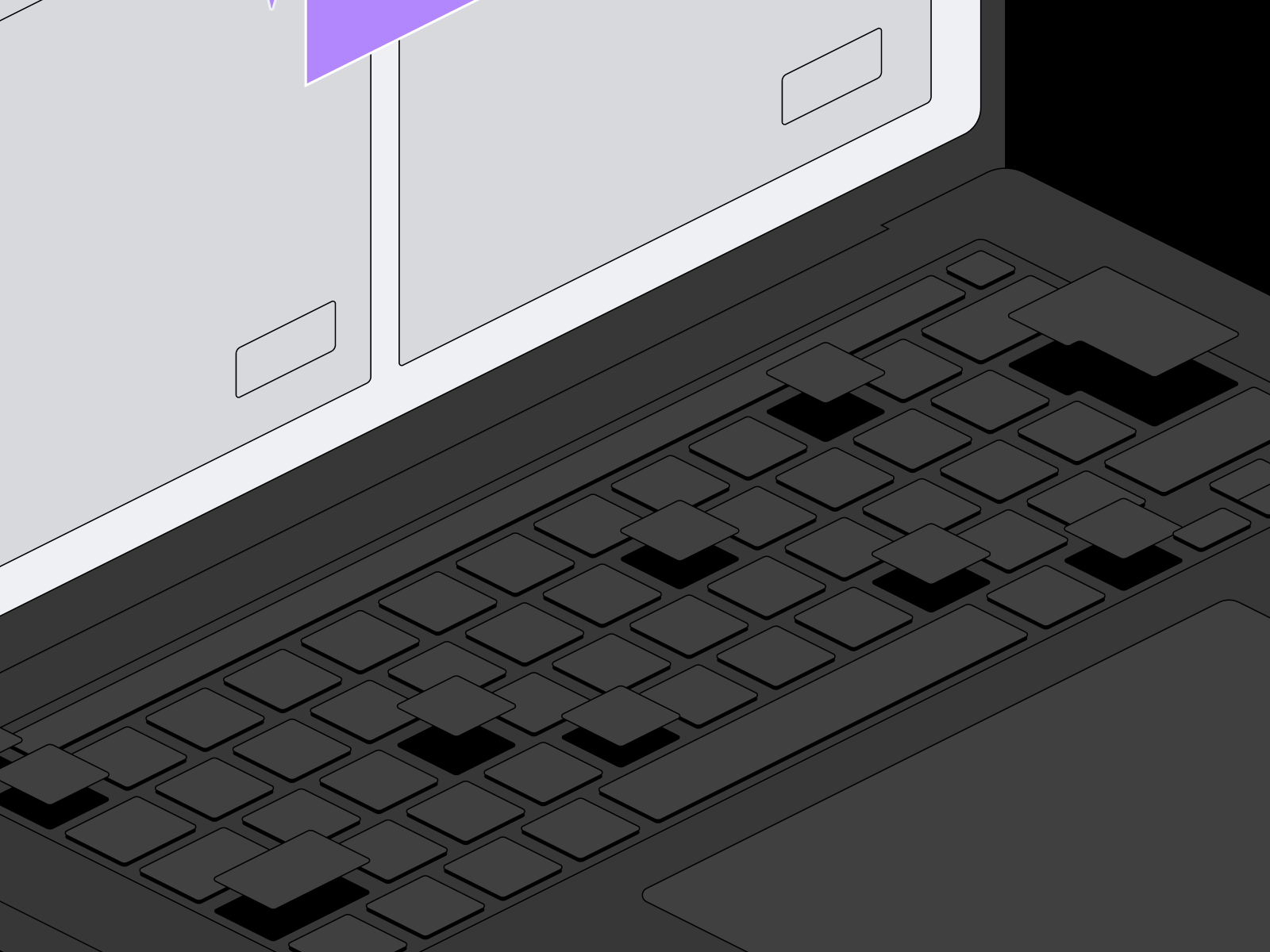 Isometric laptop illustration 2d ai animation computer design figma flat 3d illustration illustrations isometric isometric illustration keyboard laptop line art lineart macbook motion graphics screen ui vector