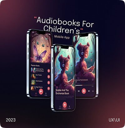 Audiobooks for children's design graphic design illustration mobile typography ux