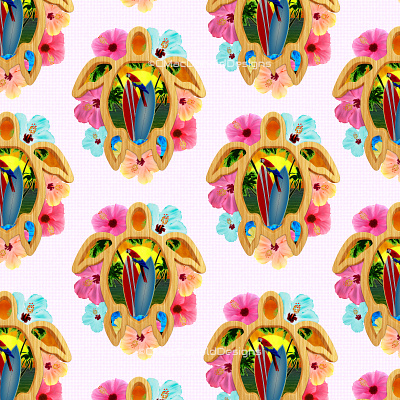 Beach Sunrise Turtle repeat pattern repeating pattern seamless pattern surface pattern designer surfacedesign textile pattern